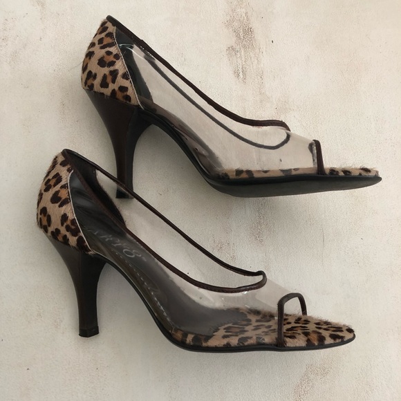 Leopard print Franco Sarto peep toe heels - Picture 4 of 7